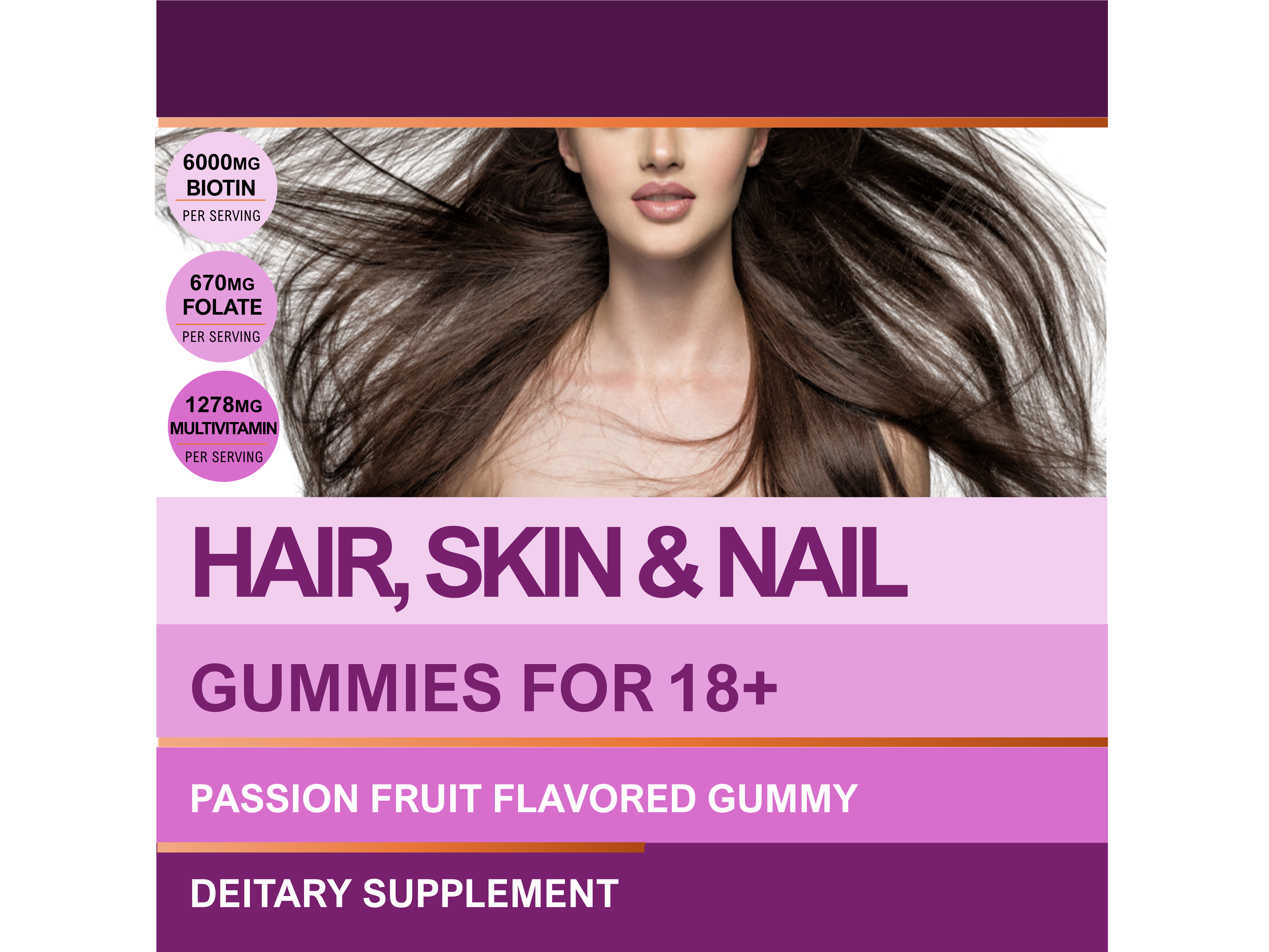 Hair, Skin and Nail Extra Strenth Gummy with Biotin 6000 mcg