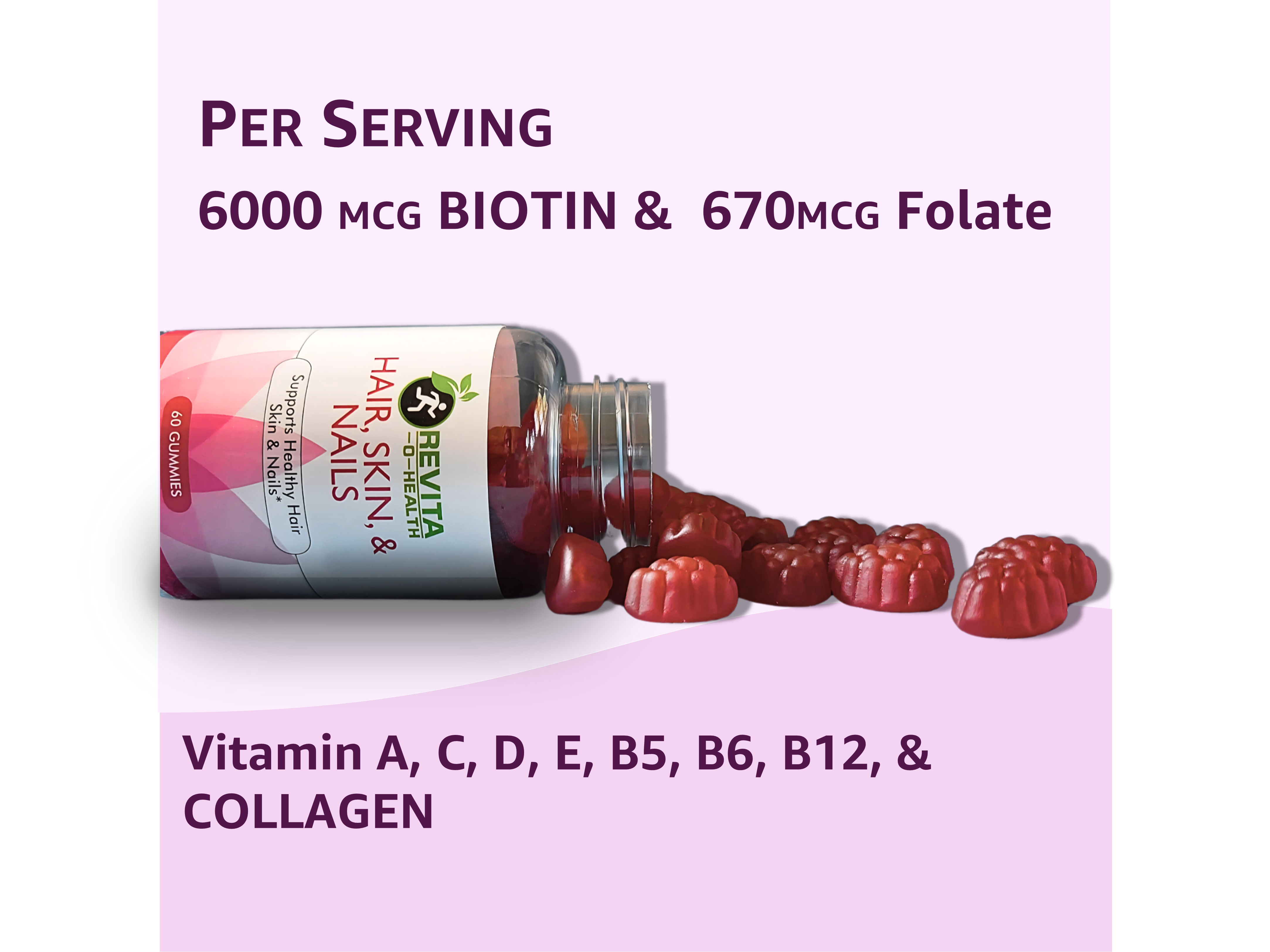 Hair, Skin and Nail Extra Strenth Gummy with Biotin 6000 mcg